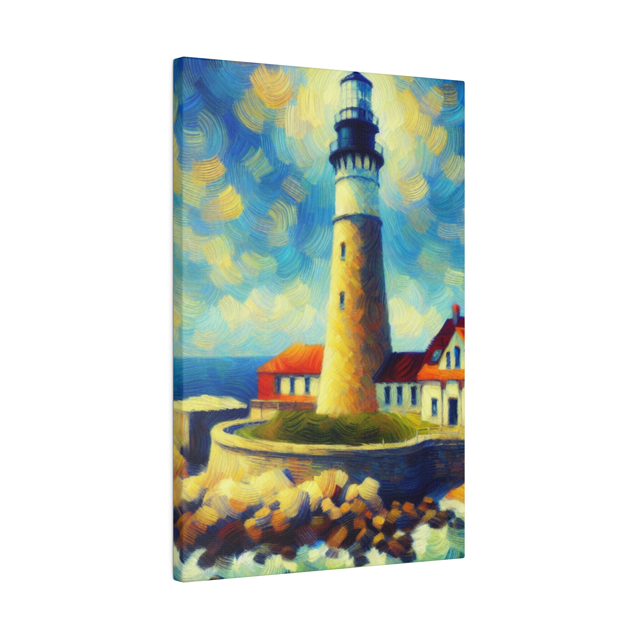 Harbor Beacon Dream Coastal Wall Art Lighthouse Painting Canvas