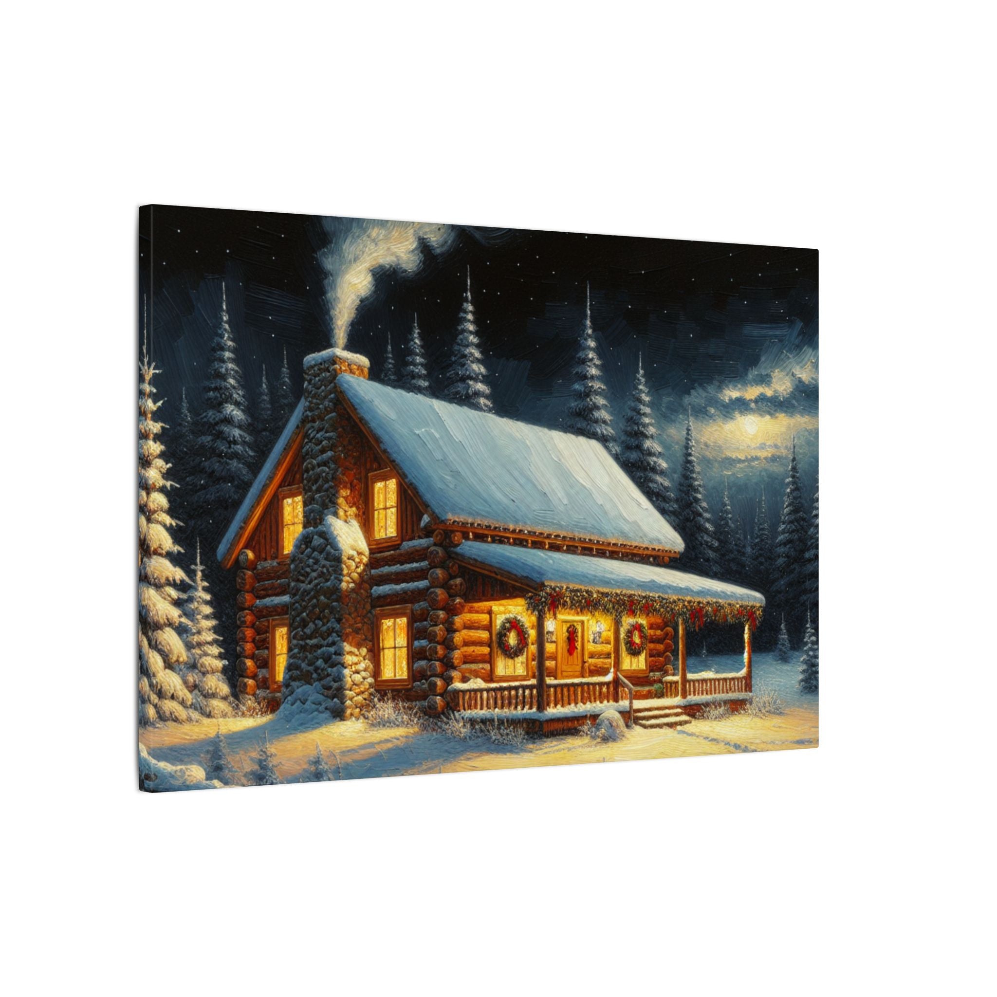Christmas Cabin Pathway Canvas