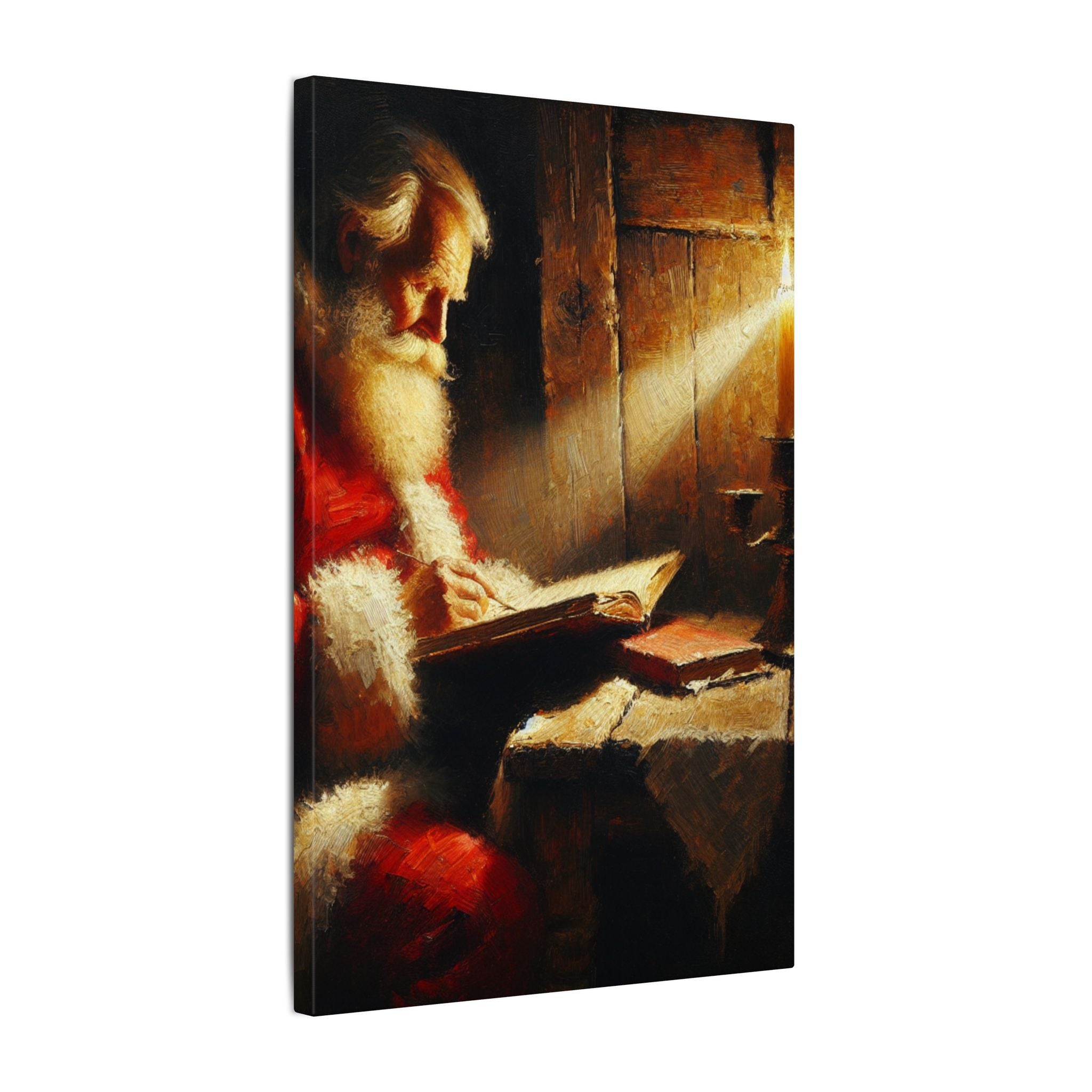 Santa Reading by Candlelight Canvas