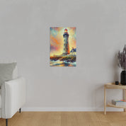 Luminous Beacon Coastal Wall Art Lighthouse Painting Canvas