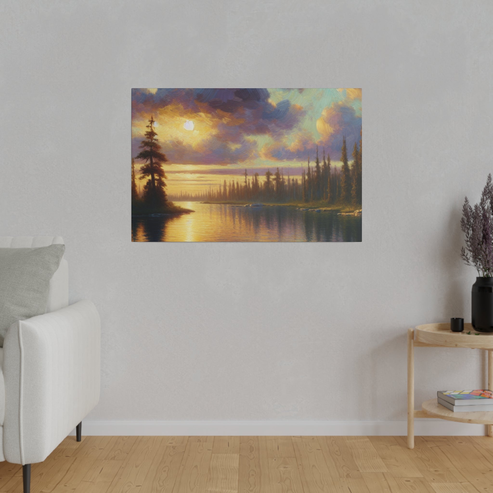 Serenity Lake Mirage Lake Painting Canvas