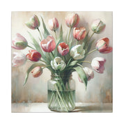 Tulips in Glass Jar Watercolor Canvas
