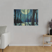 Night Moon Whisper Expressionist Forest Painting Canvas