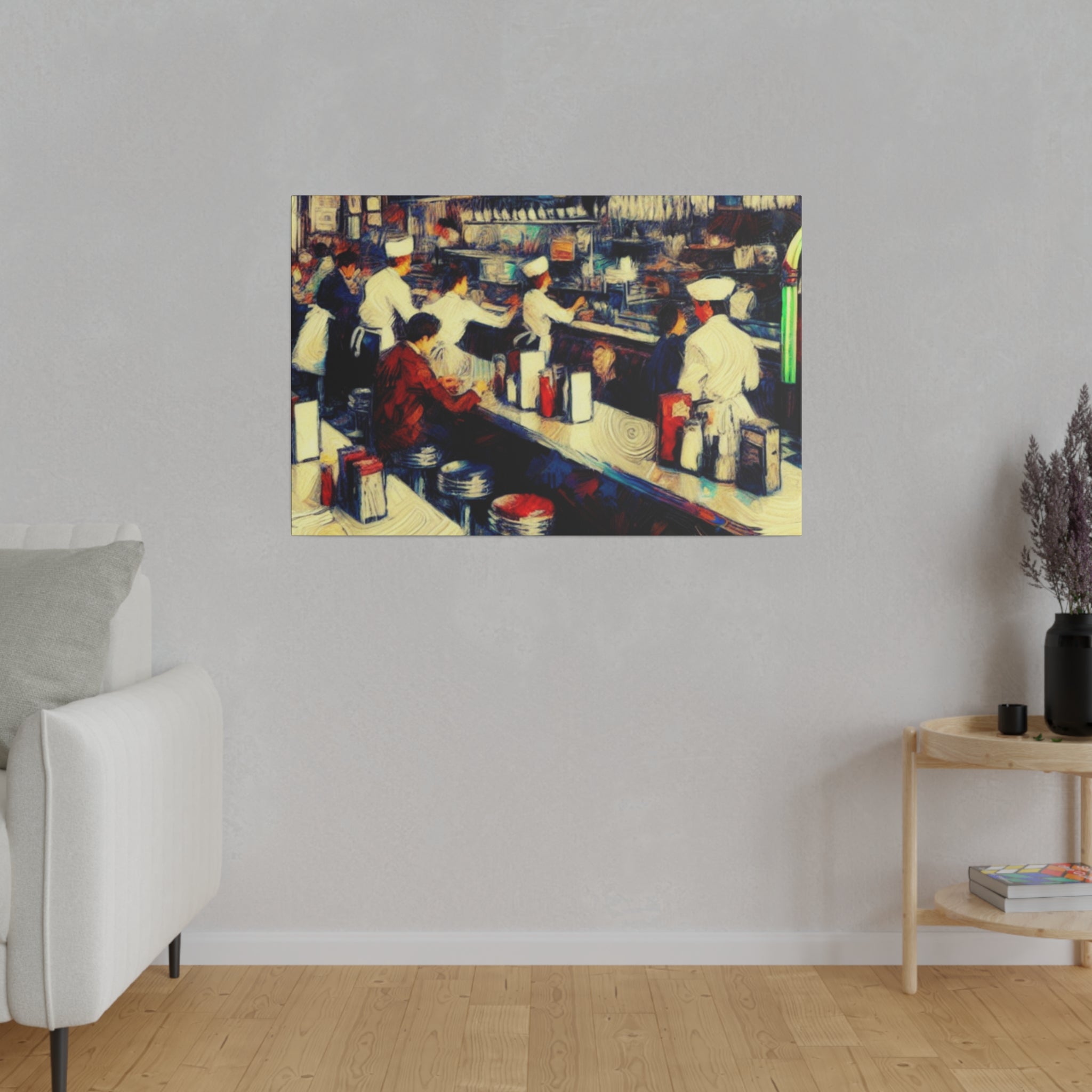 Retro Styled Diner Scene Diner Painting Canvas