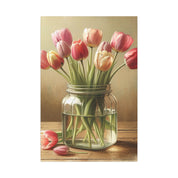 Rustic Tulips In Jar Farmhouse Canvas