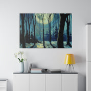 Night Moon Whisper Expressionist Forest Painting Canvas