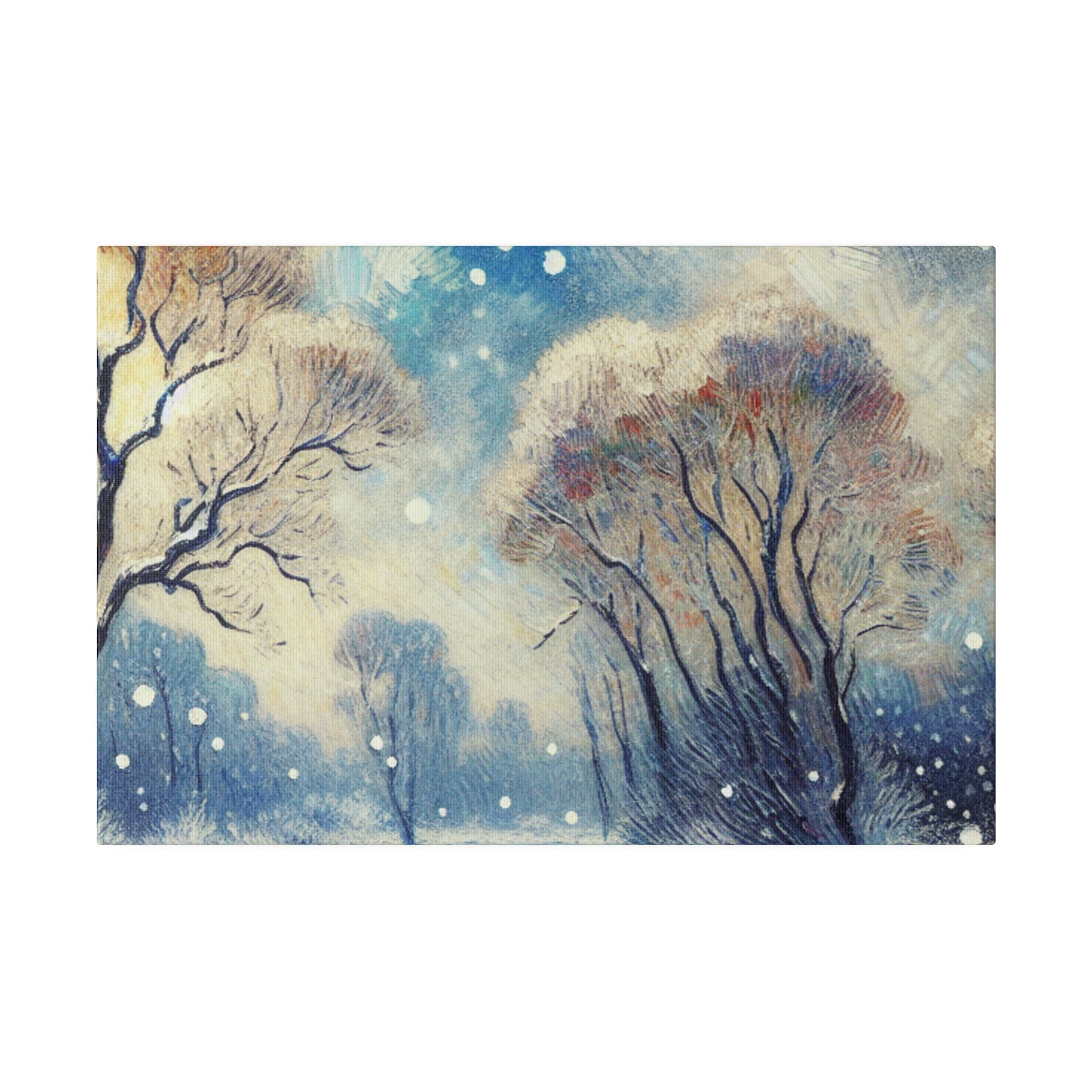 Snowscape Painting | Winter Sky Scene | Winter Wall Art Canvas