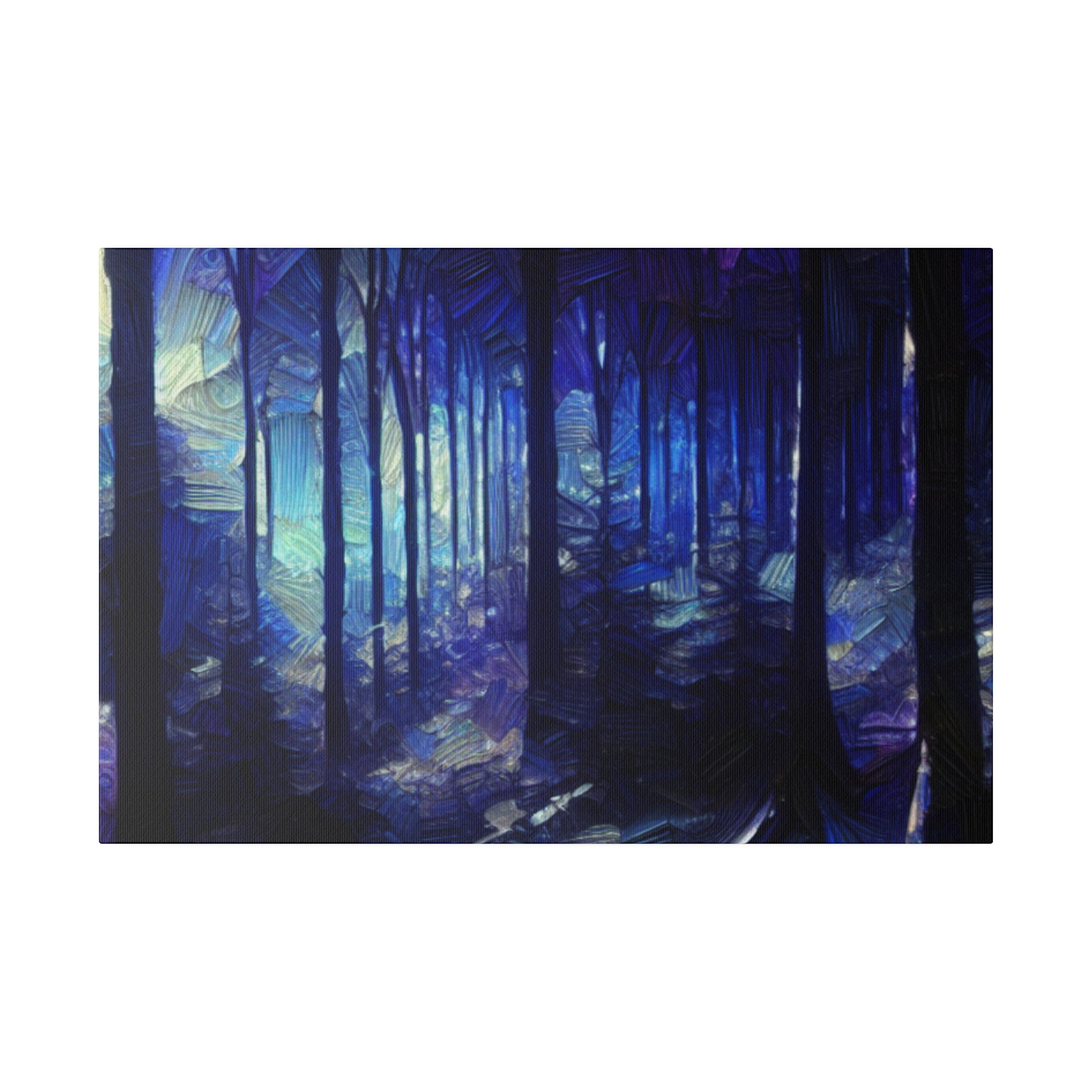 Whispering Blue Timber Symphony Forest Painting Canvas