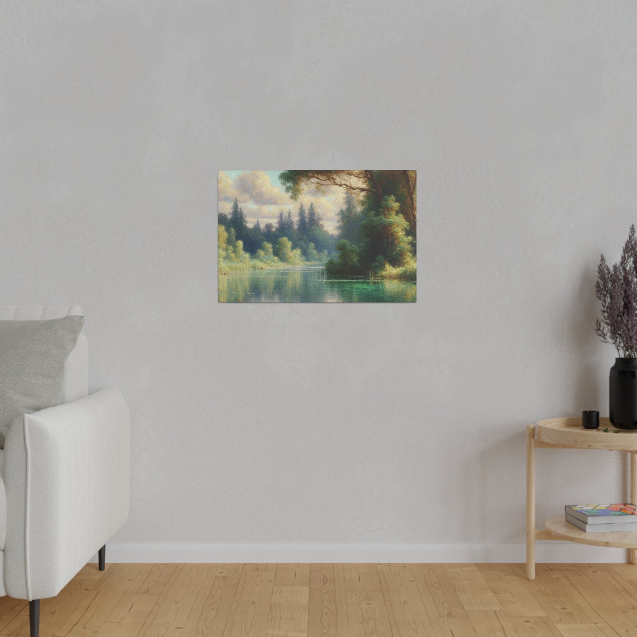 Serene Waterscape Symphony Lake Painting Canvas