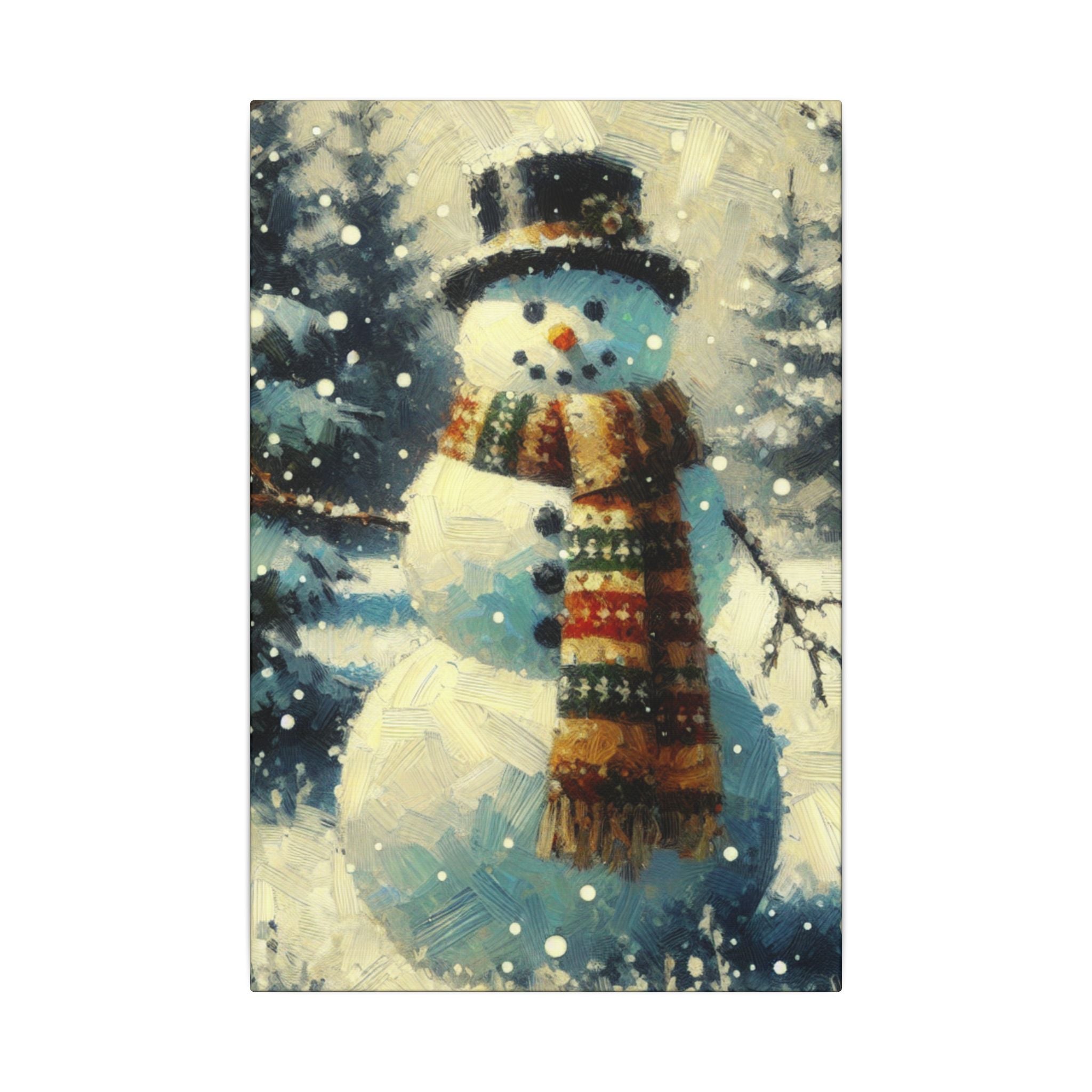 Snowman in Winter Field Canvas