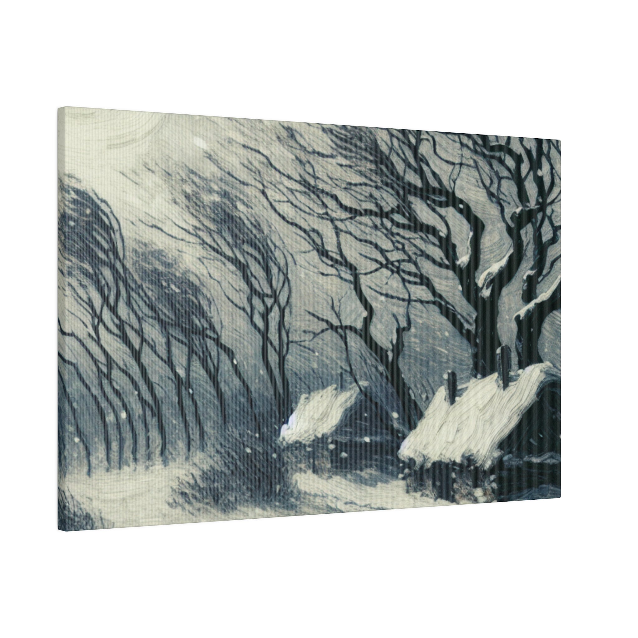 Remote Cottages Snowscape Winter Painting Canvas