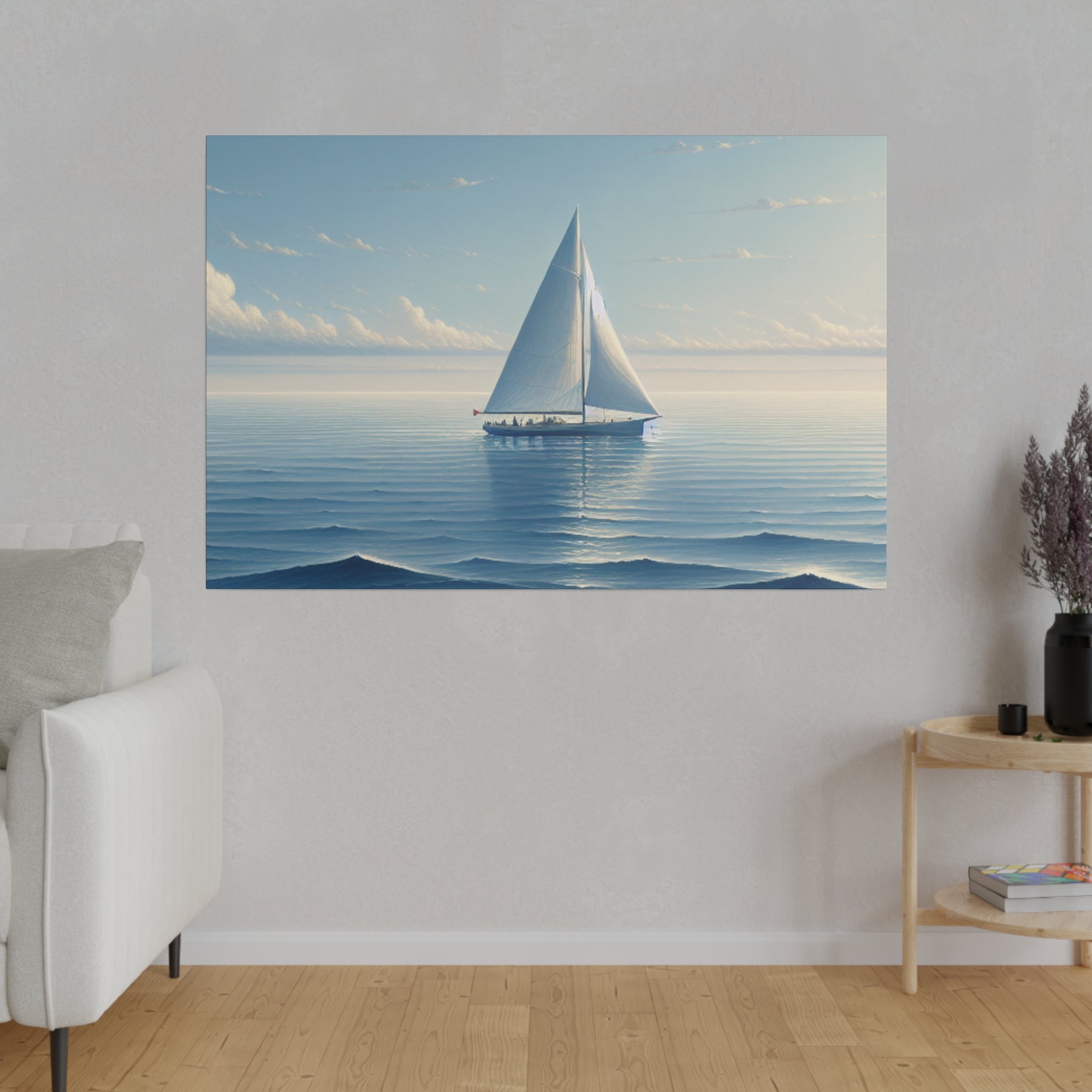 Seafarer Solitude Sailboat Painting Canvas