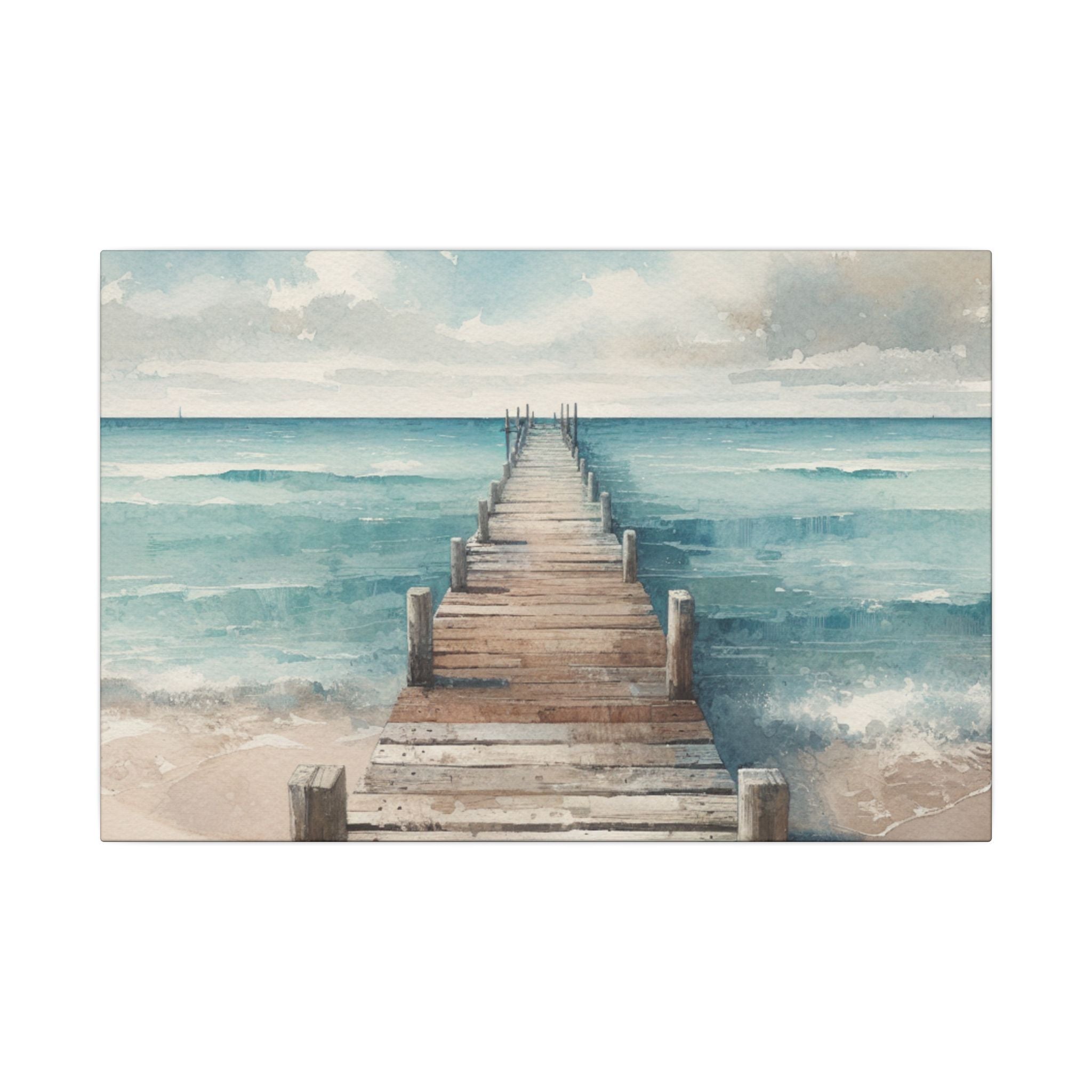 Weathered Dock at Sea Canvas