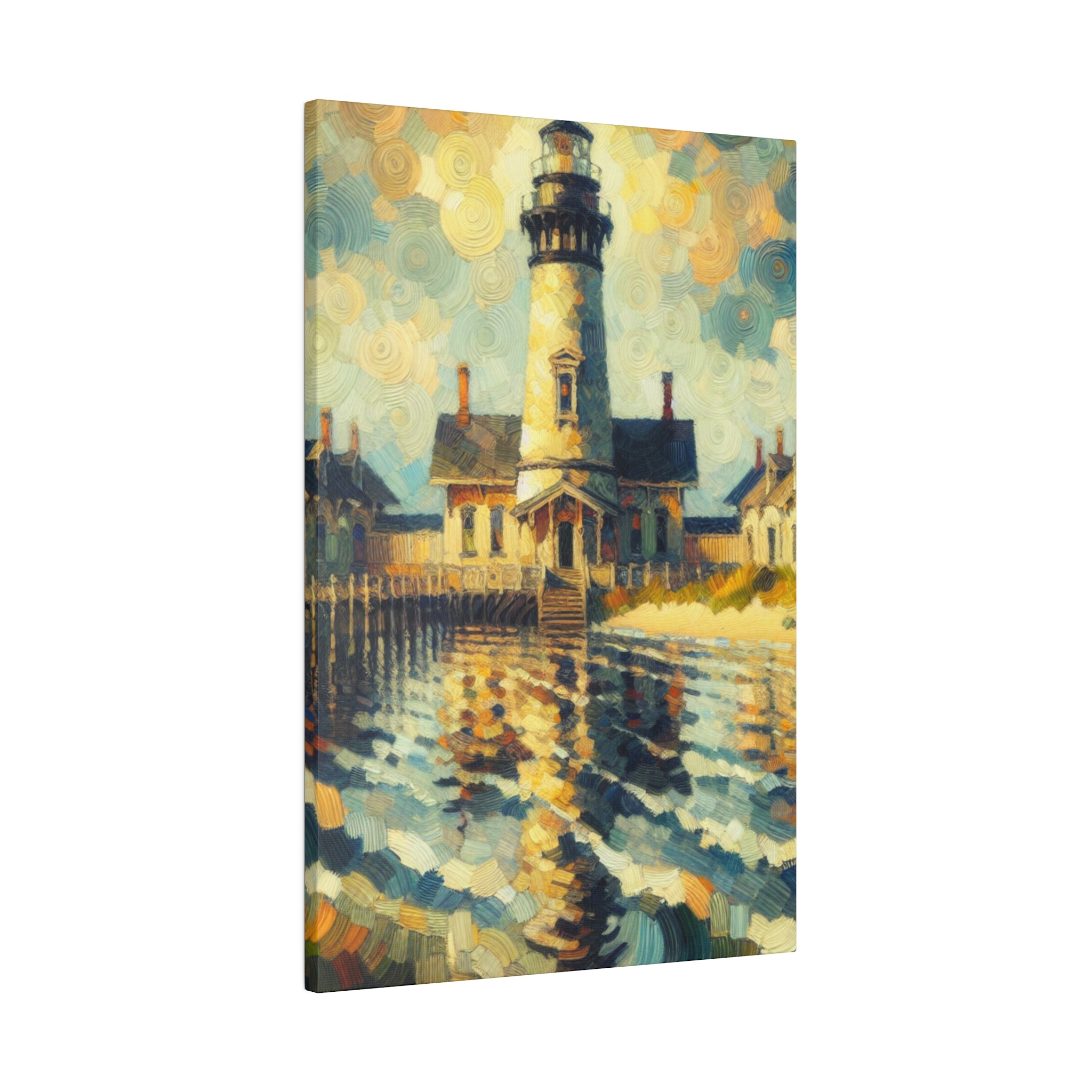 Harbor’s Beacon Coastal Wall Art Lighthouse Painting Canvas