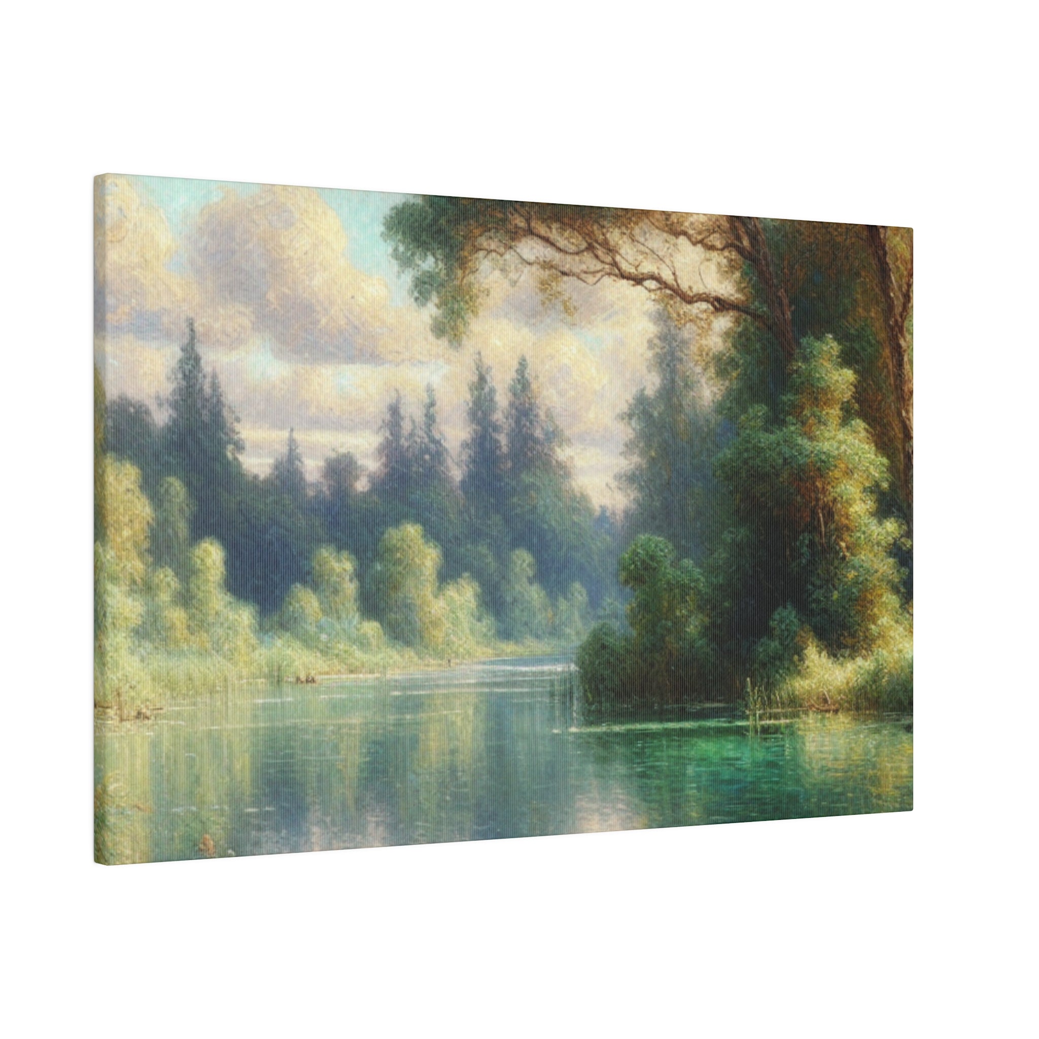 Serene Waterscape Symphony Lake Painting Canvas