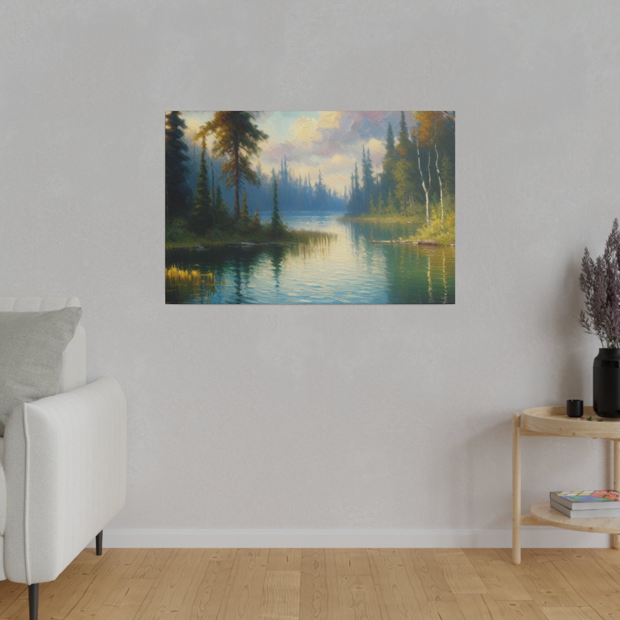 Serene Lake Tranquility Lake Painting Canvas