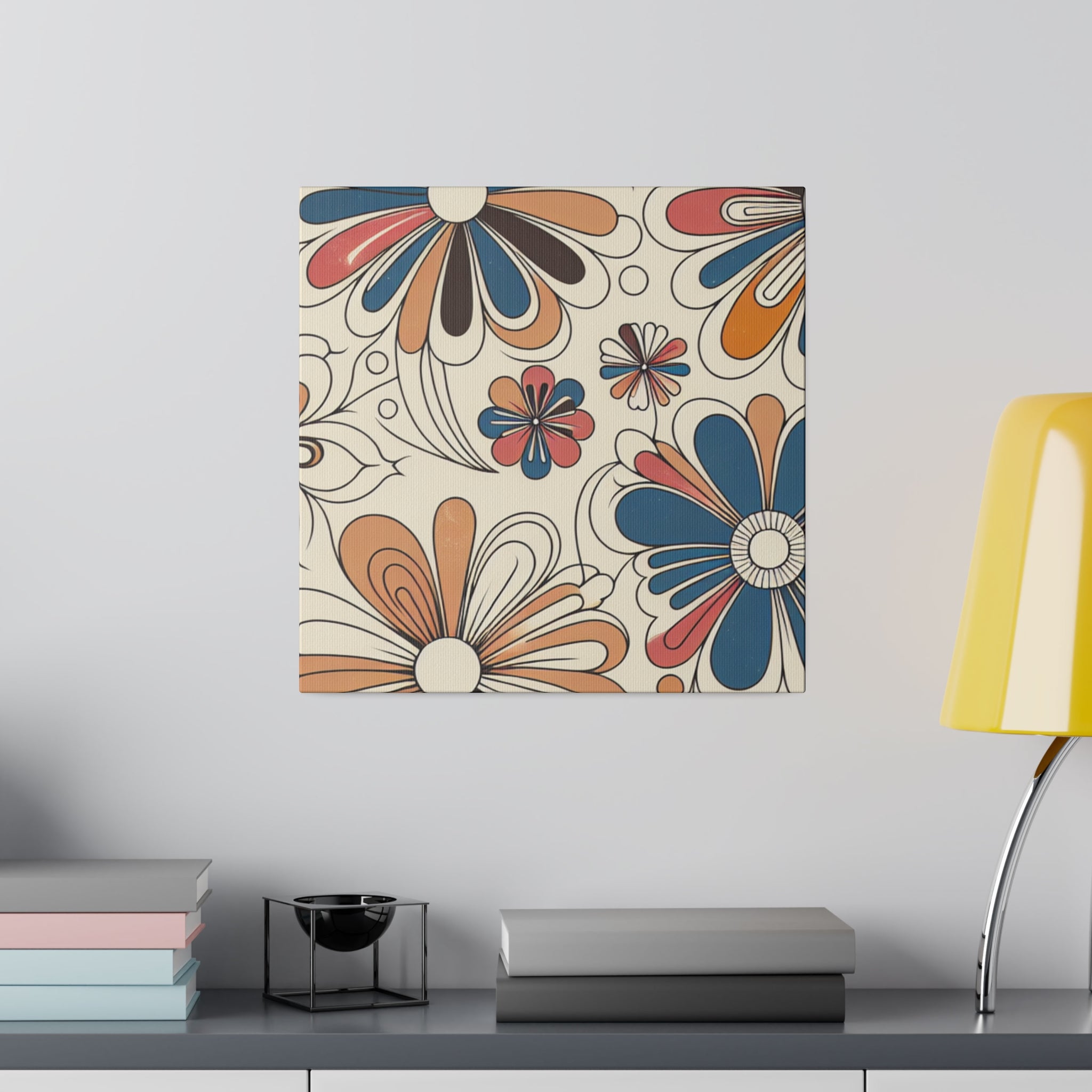 Psychedelic Bloom Revolution Floral Wall Art 70s Artwork Canvas