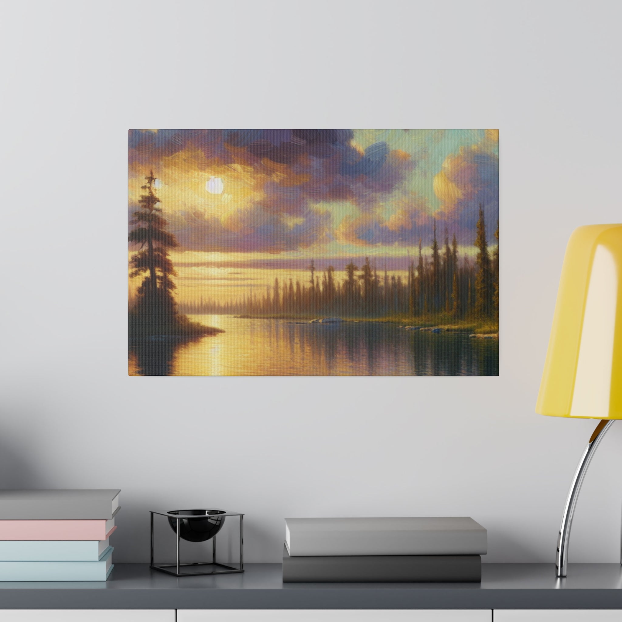 Serenity Lake Mirage Lake Painting Canvas