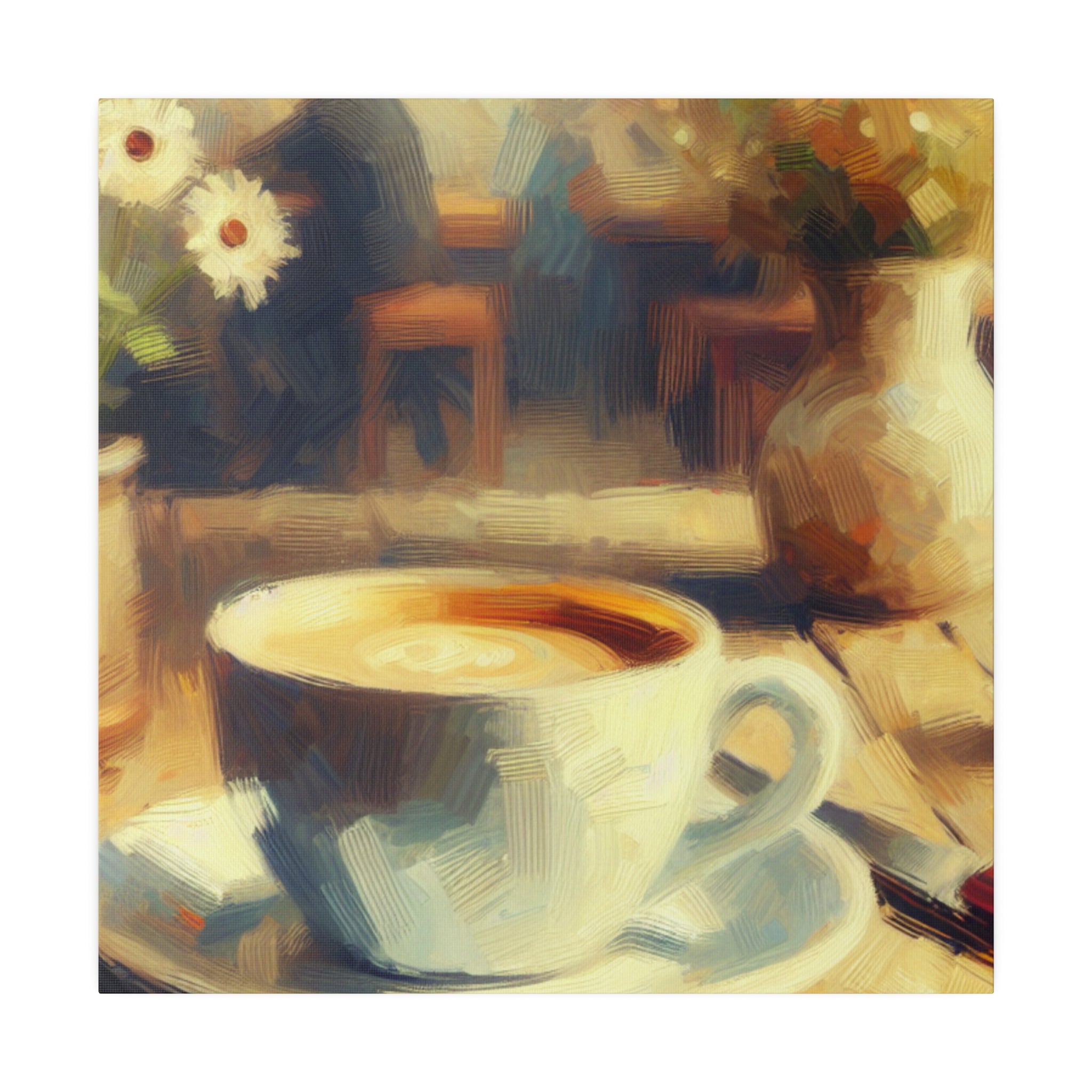 Rustic Impressionist Coffee Artwork Farmhouse Decor Coffee Painting Canvas