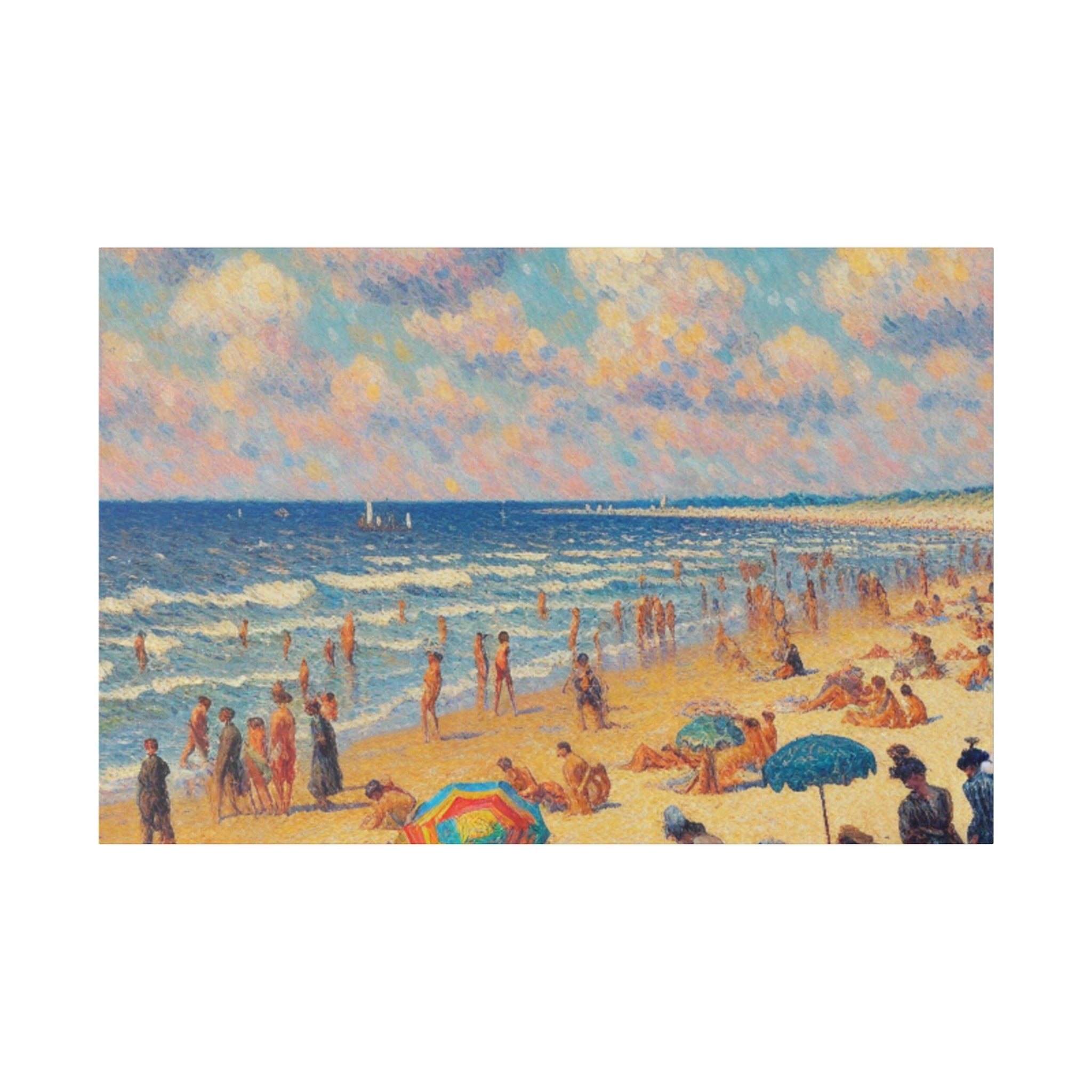 Sunday Beach Day Coastal Decor Beach Painting Canvas