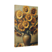 Aged Blooms Flowers In Vase Sunflower Painting Canvas