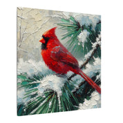 Cardinal on a Snowy Pine Canvas