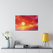 Aurora's Scarlet Veil Sunset Painting Canvas