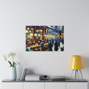 Vintage European Street Cafe Artwork Painting Canvas