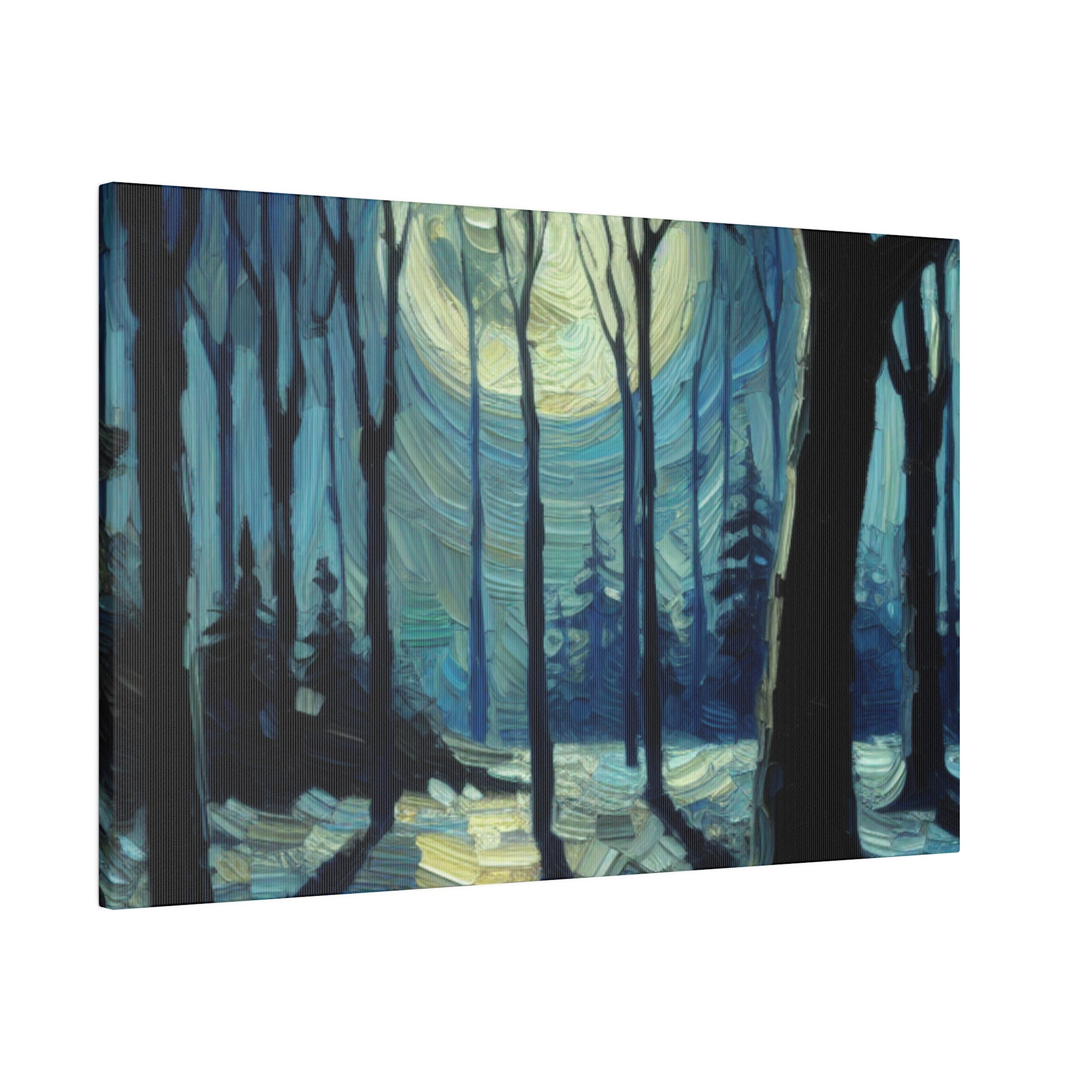 Night Moon Whisper Expressionist Forest Painting Canvas