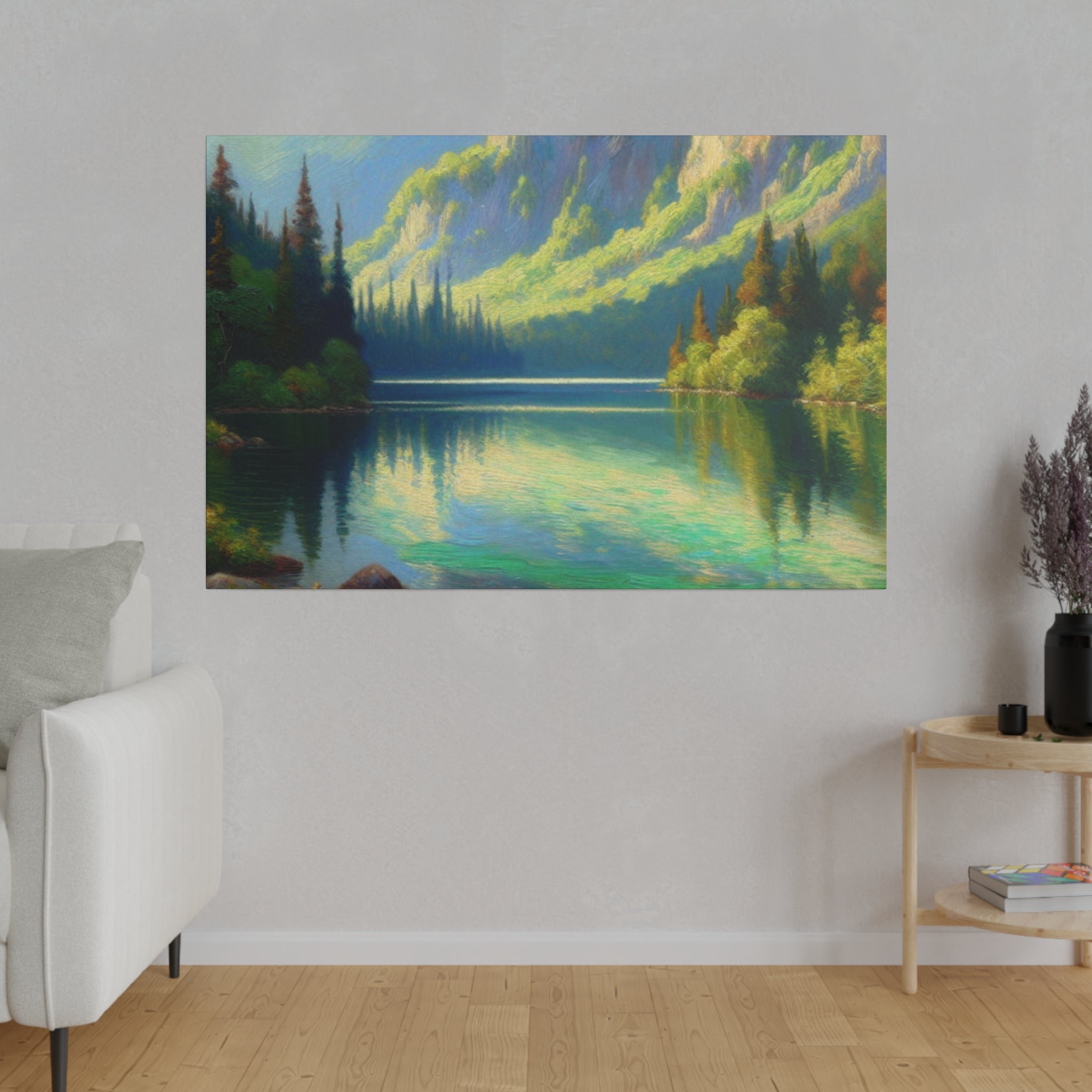 Serenity Lake Mirage Lake Painting Canvas