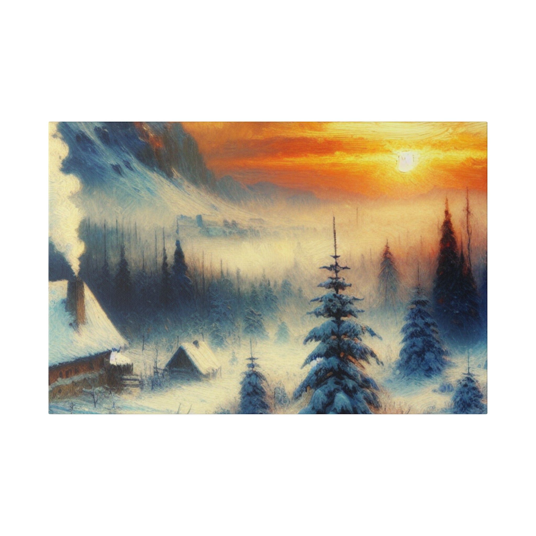 Winter's Sunset Veil Snowscape Winter Painting Canvas