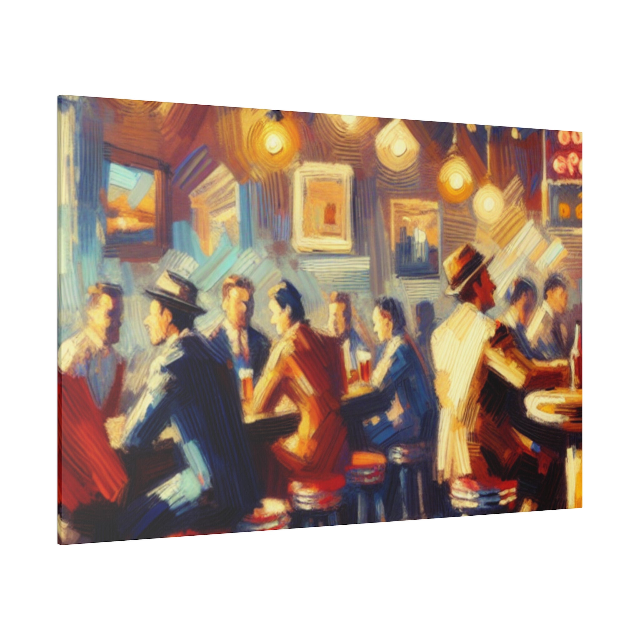 1950s Classic American Pub Scene Retro Bar Art Canvas