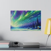 Nocturnal Hues Northern Lights Skycape Painting Canvas