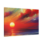 Ember Horizon Whispers Red Purple Sunset Painting Canvas