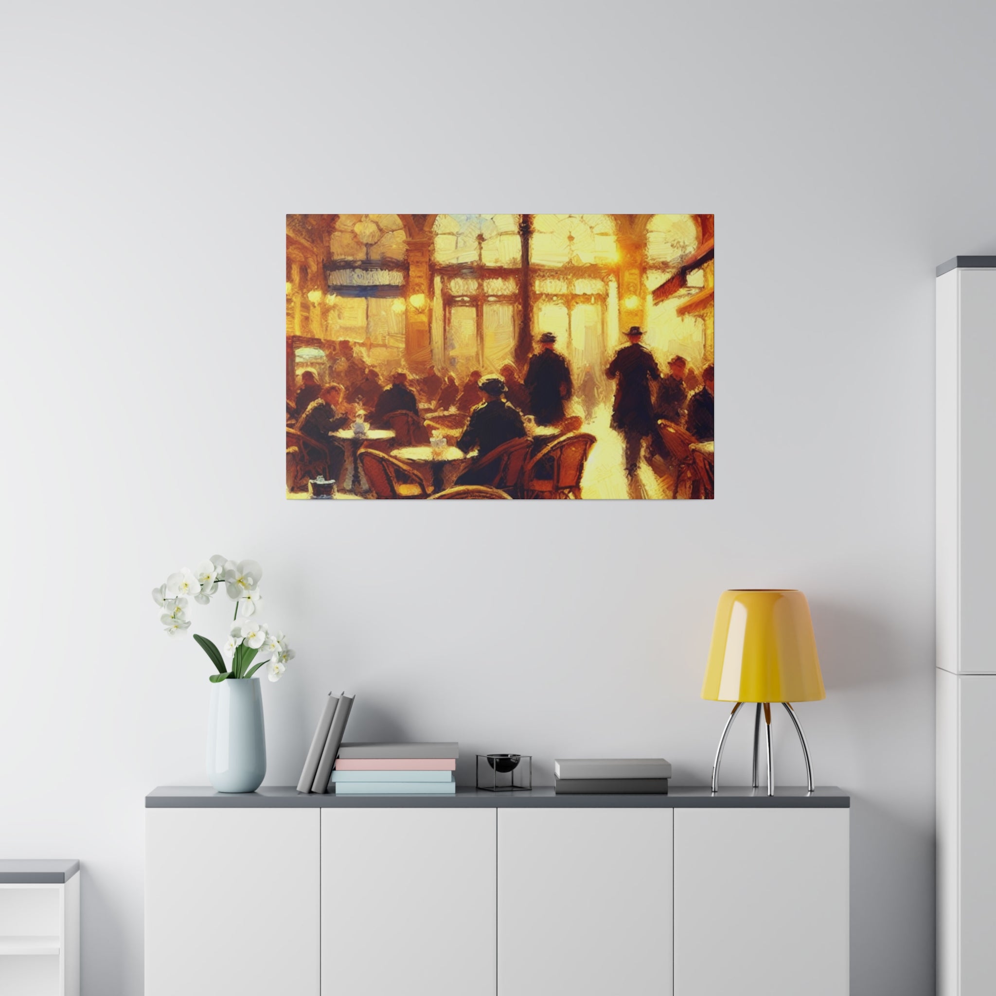 Bustling European Espresso Cafe Artwork Canvas