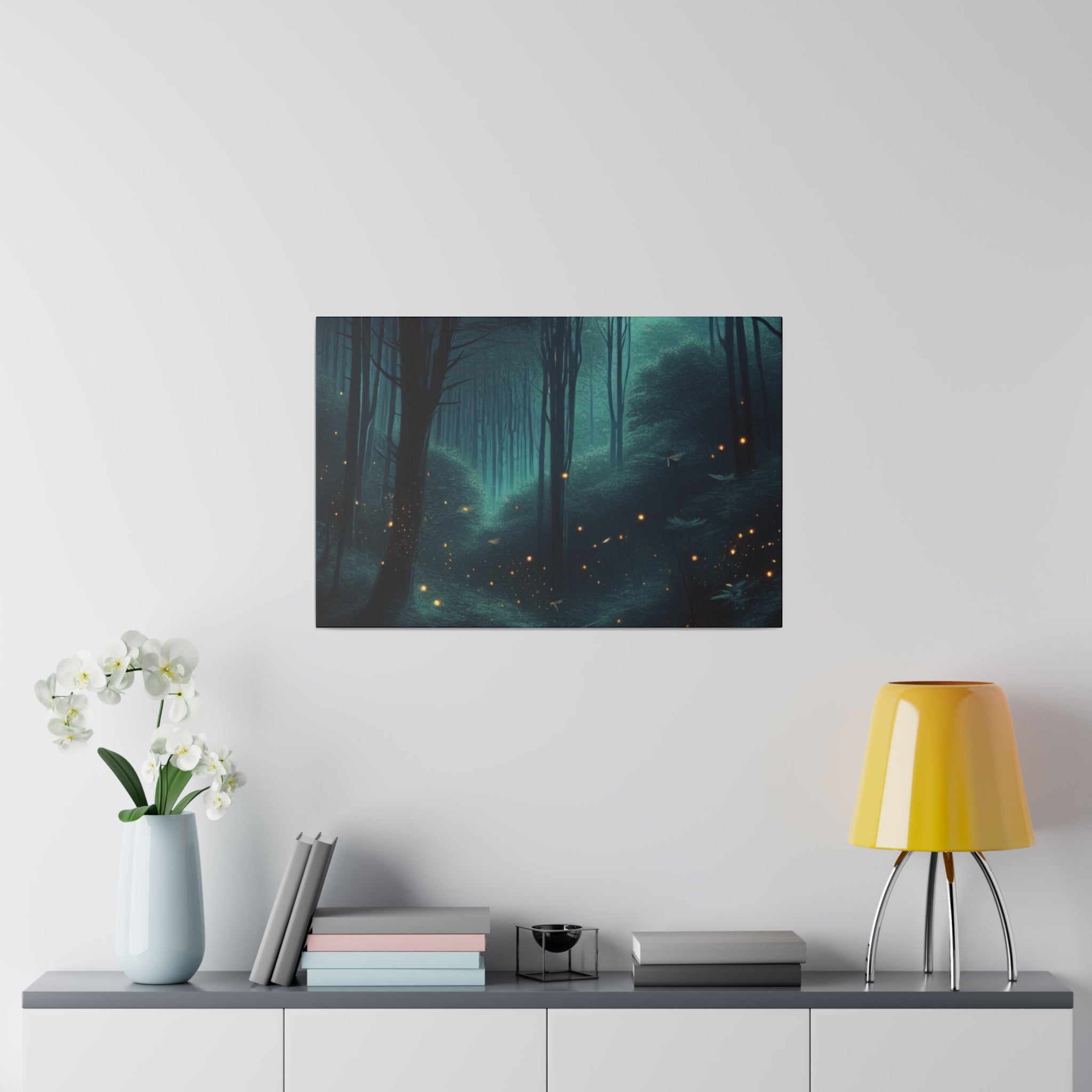 Twilight Whispers Firefly Forest Painting Canvas