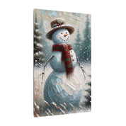 Snowman in a Rustic Winter Field Canvas