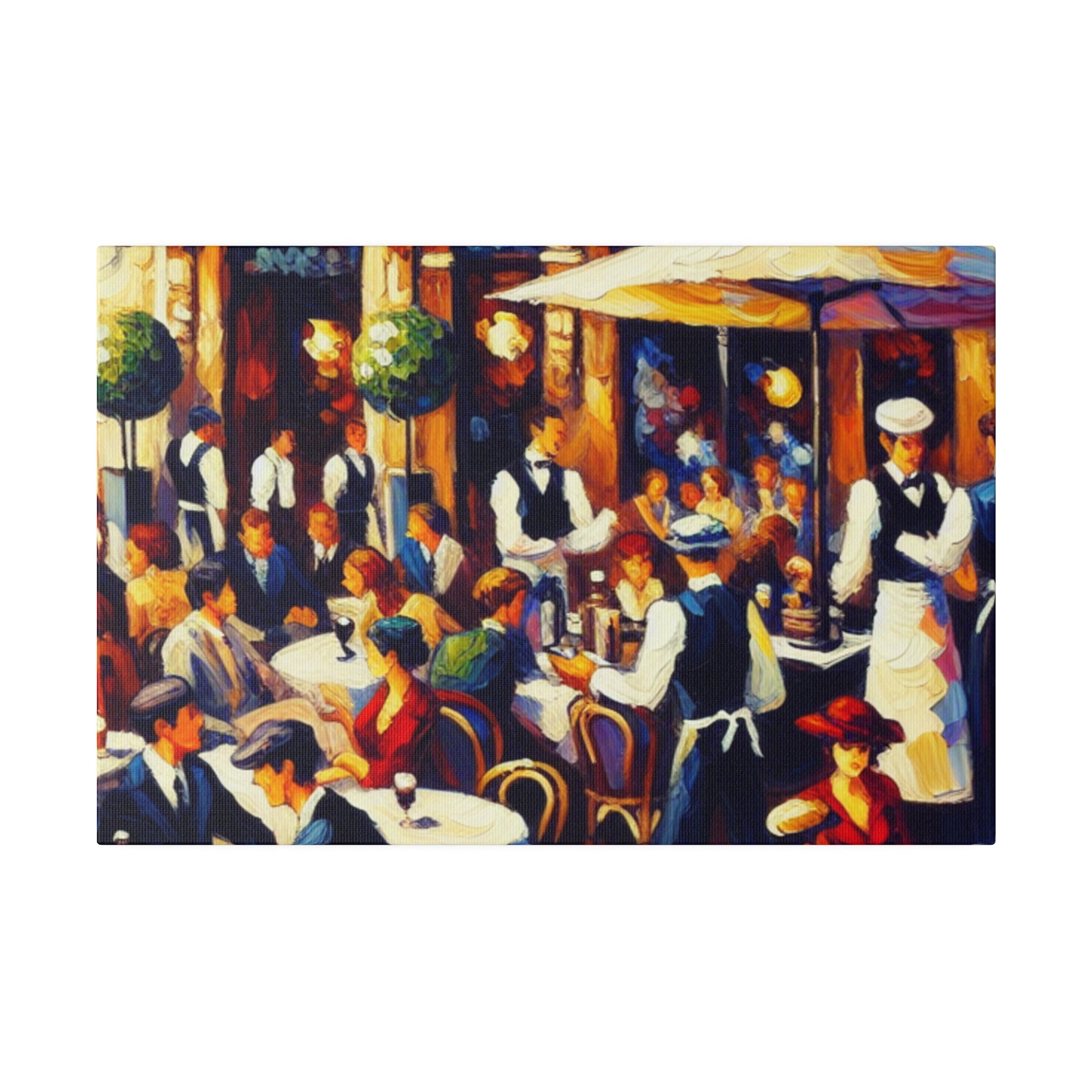 Cafe Artwork | Bustling European Cafe Scene | Coffee Shop Wall Art Canvas