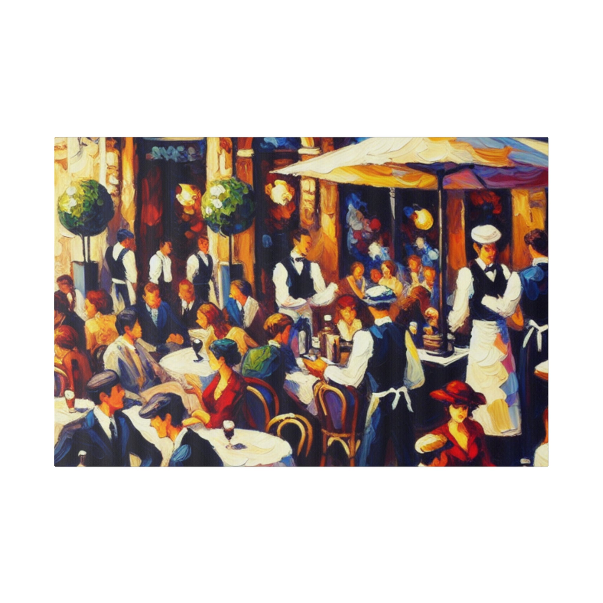 Cafe Artwork | Bustling European Cafe Scene | Coffee Shop Wall Art Canvas