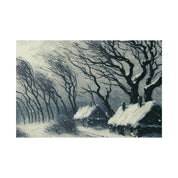 Remote Cottages Snowscape Winter Painting Canvas