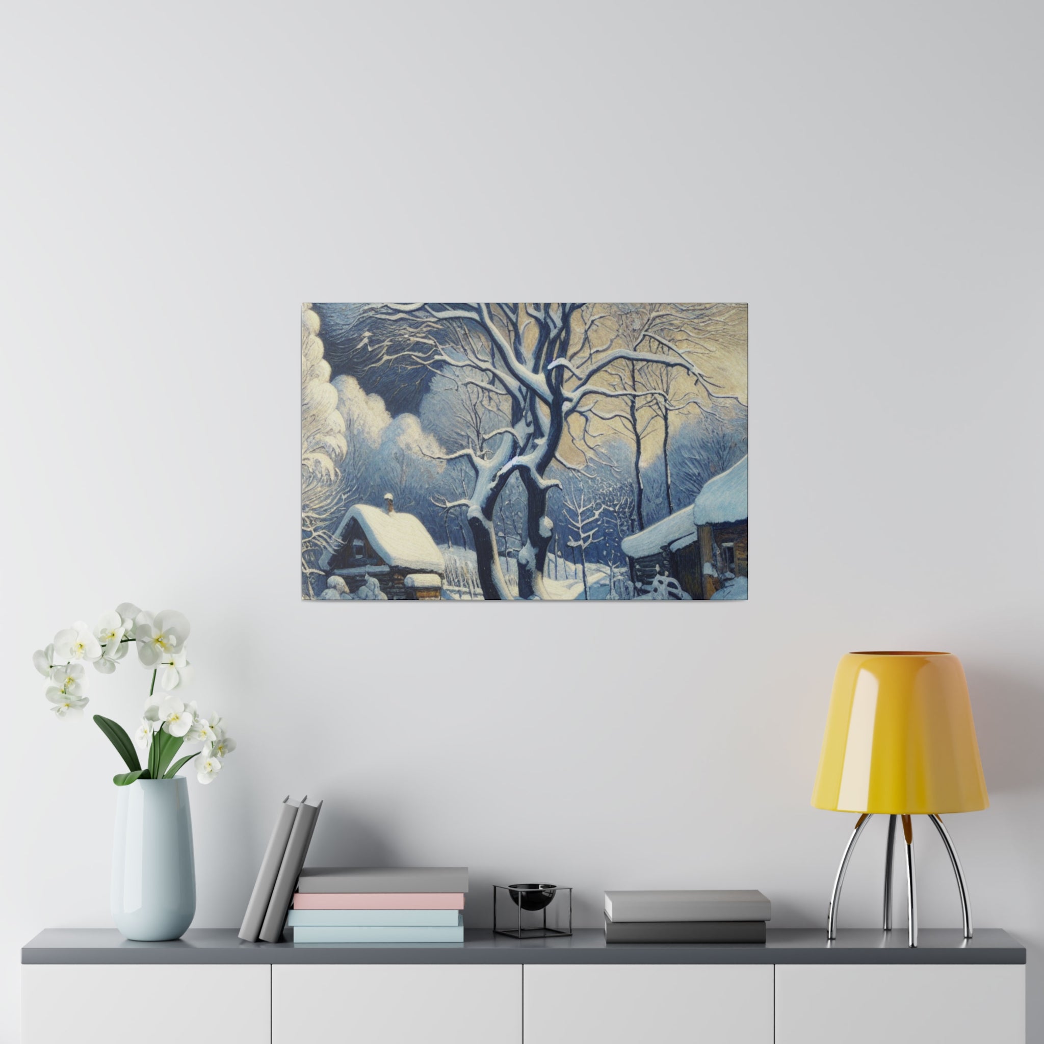 Pastoral Winter Whisper Snowscape Winter Painting Canvas