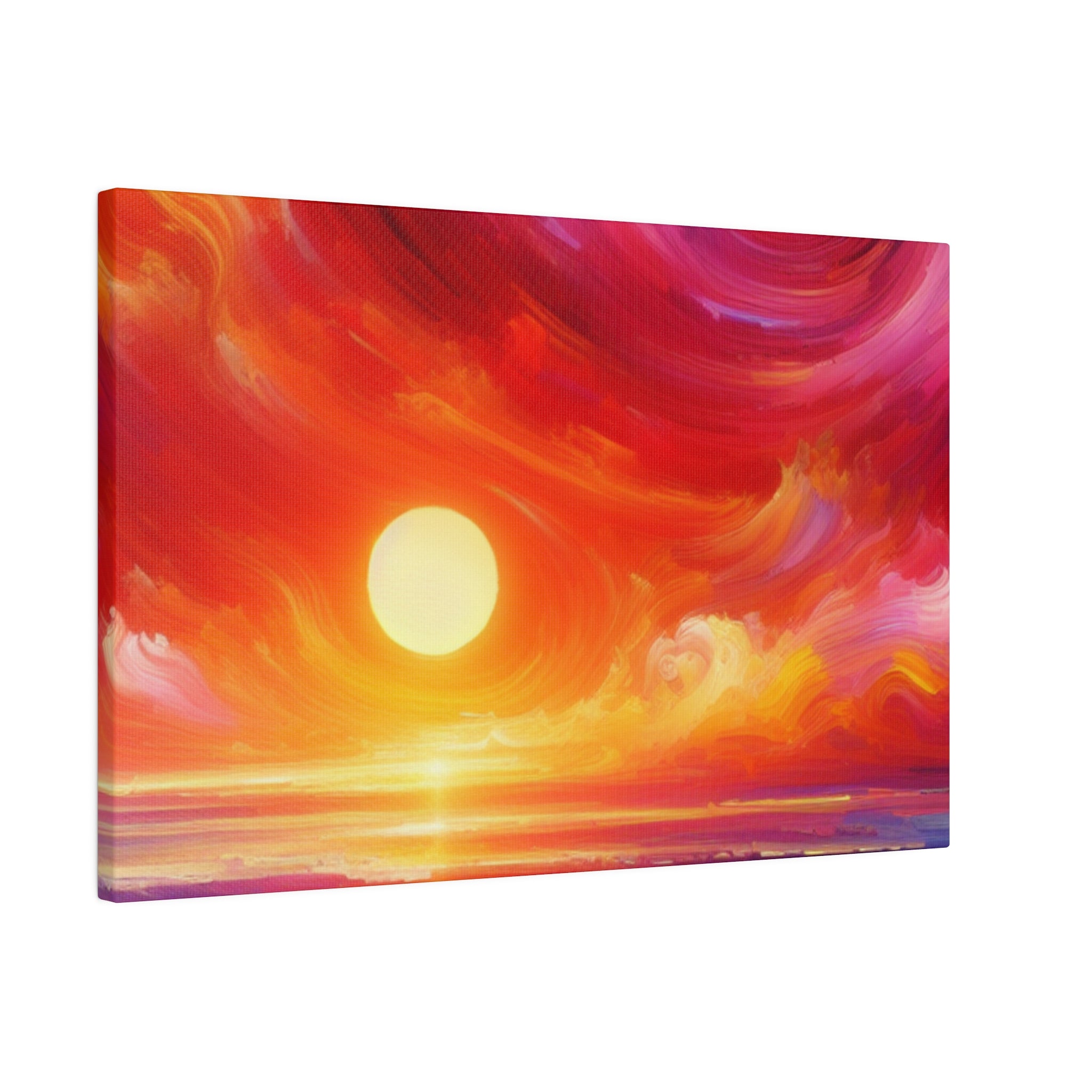 Aurora's Scarlet Veil Sunset Painting Canvas