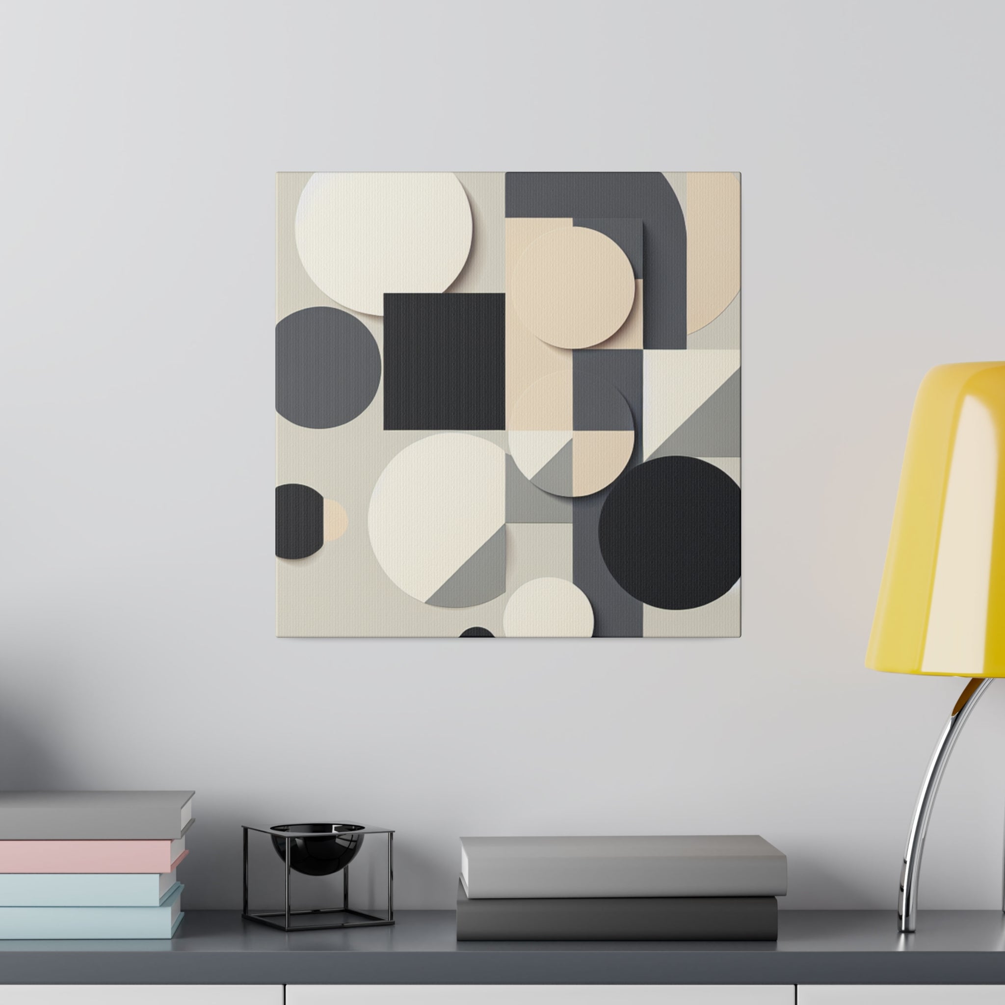 Black White Beige Geometric Abstract Wall Decor Painting Canvas