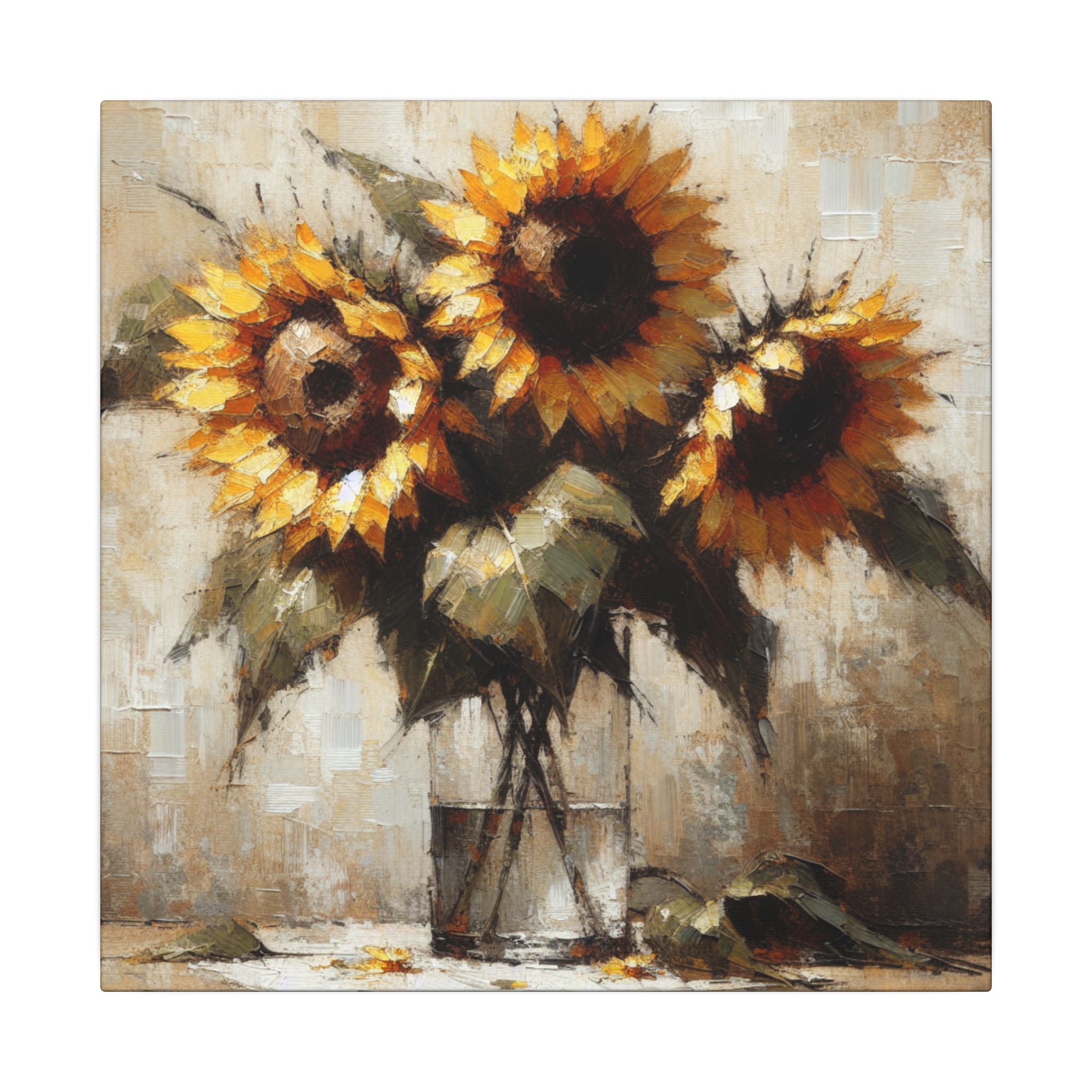 Sunflowers in Glass Vase Canvas