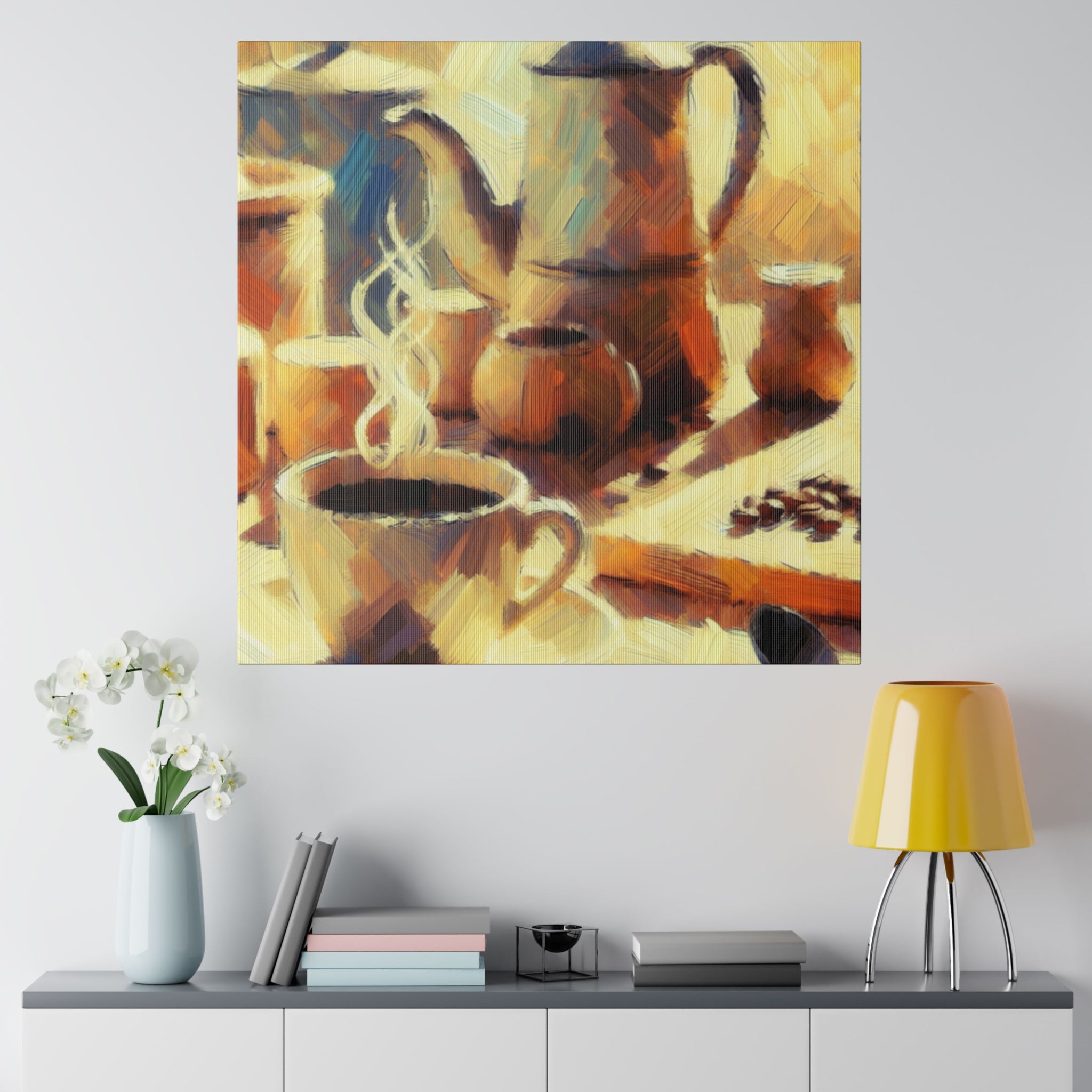 Coffee Brush Strokes Impressionist Artwork Coffee Painting Canvas