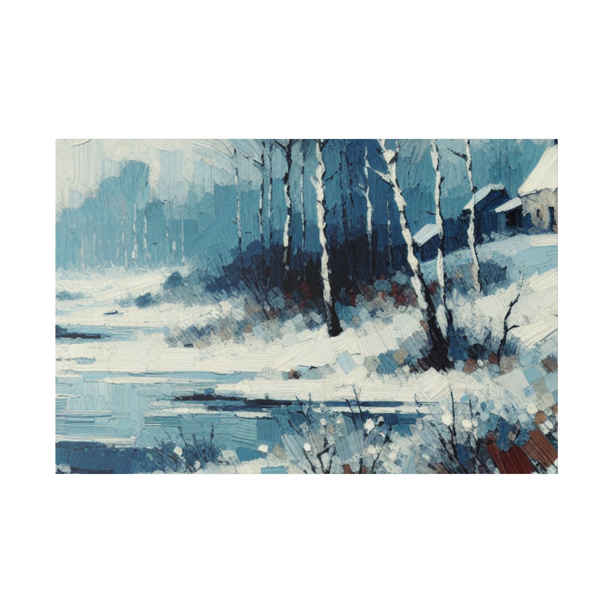 Expressionist Vintage Snowscape Winter Painting Canvas