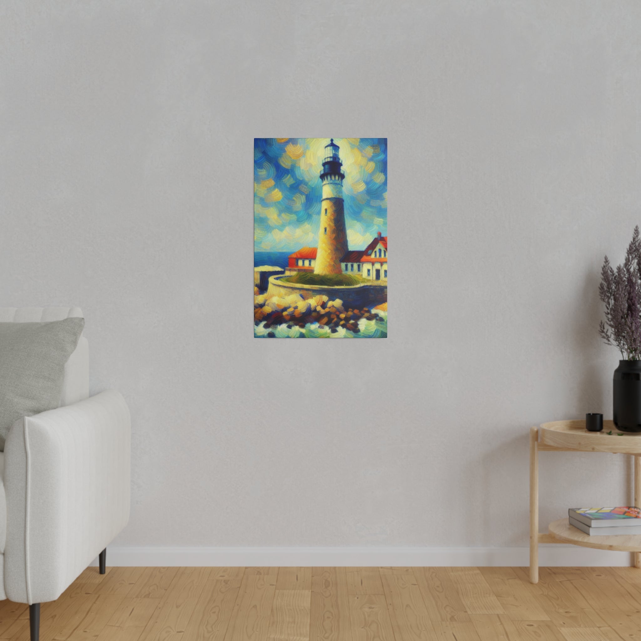 Harbor Beacon Dream Coastal Wall Art Lighthouse Painting Canvas