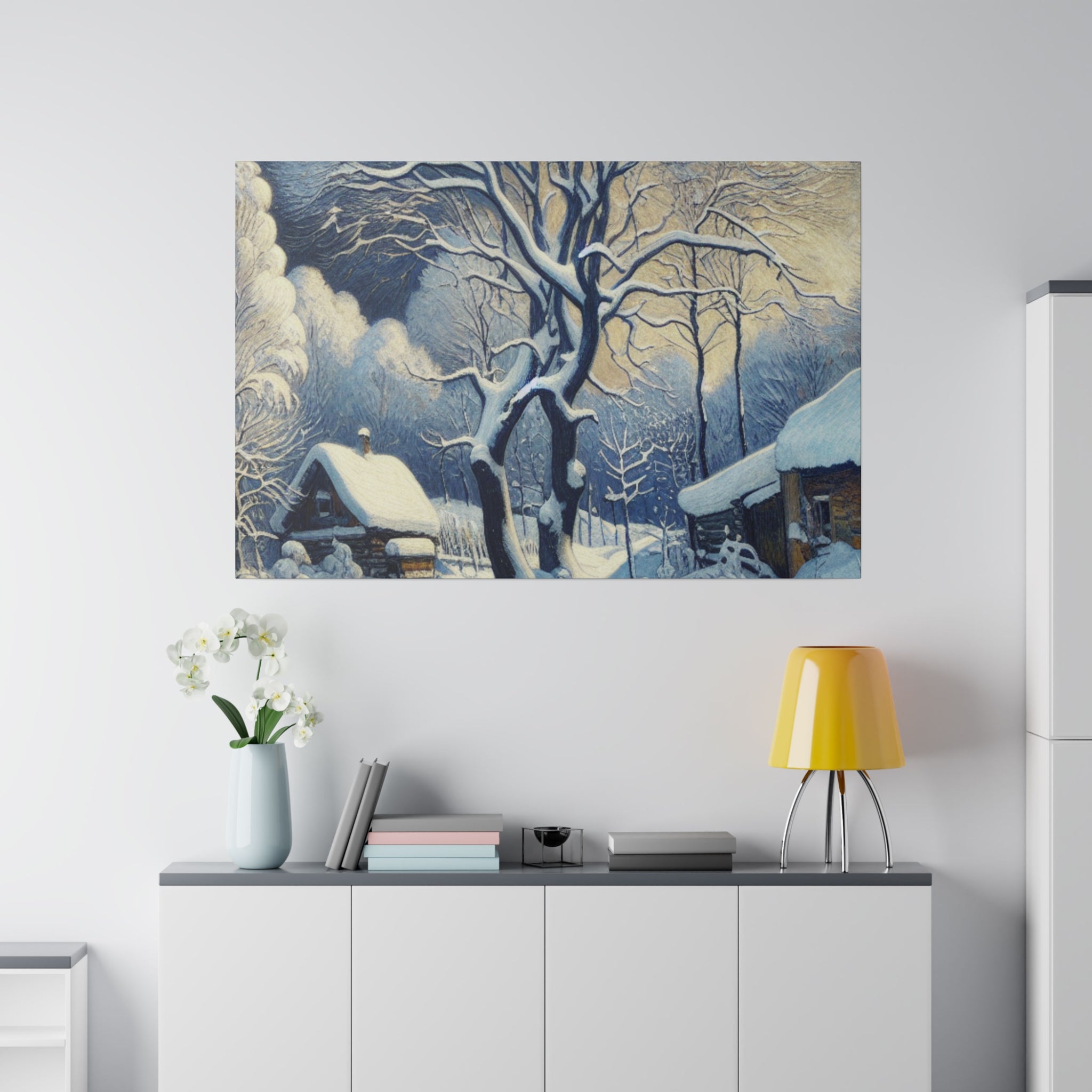 Pastoral Winter Whisper Snowscape Winter Painting Canvas