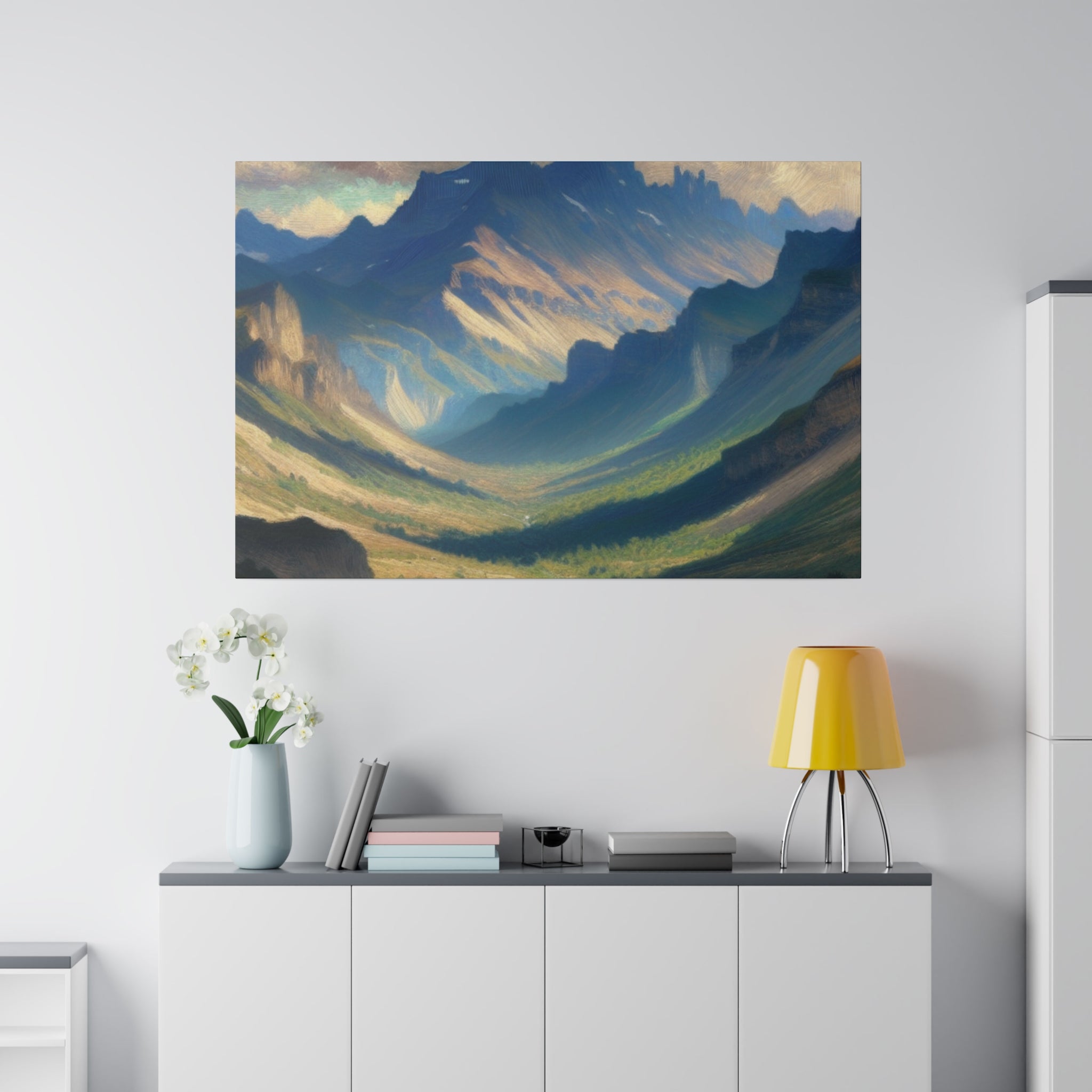 Whispering Valley Reverie Mountain Landscape Painting Canvas