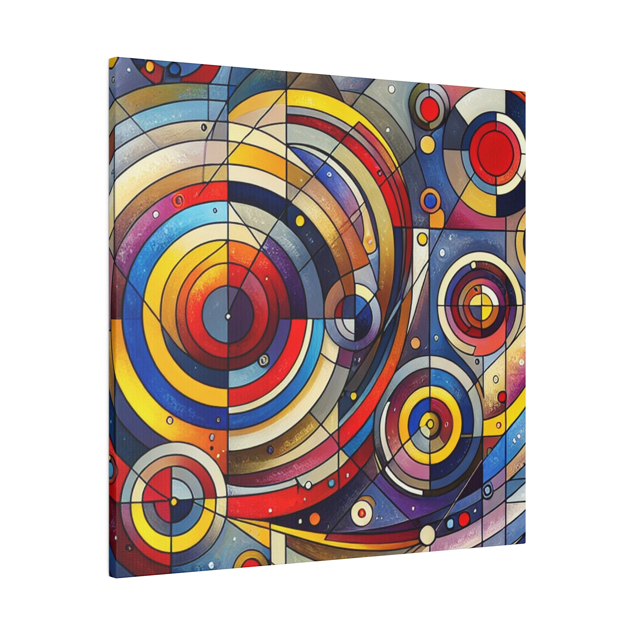 Geometric Harmony Red Blue Yellow Abstract Artwork Canvas